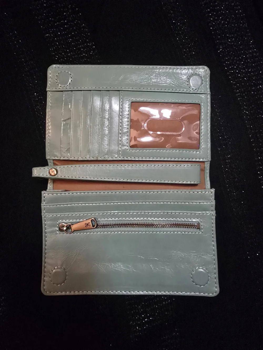 HOBO Mint Green Leather Wristlet Phone Case with Wrist Strap